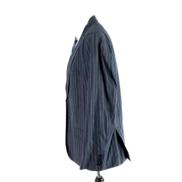 Calvin Klein Cotton 2 Button Suit Jacket 42R Gray Striped XL - Picture 4 of 10